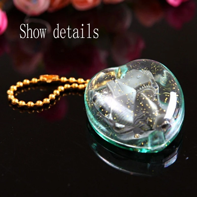 

Key Music Box Mini Acrylic Heart-Shaped Musical Box Music Box Key Chain Kid Girl Gift "Castle in the Sky" Tune X