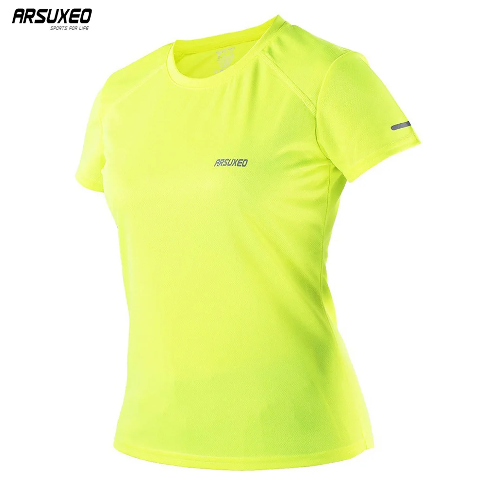 

ARSUXEO Women's Summer Running T Shirts Jogging Active Short Sleeves Quick Dry Training Jersey Sports Clothing T1603