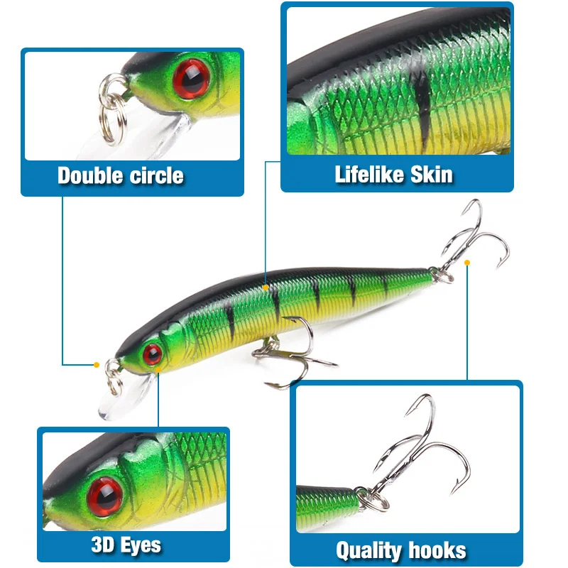 1 قطعة أسماك الصيد السحر 10 سنتيمتر 8g باس التصيد الاصطناعي الصلب بيت Crankbait Wobblers 3D عيون ل الصيد الكارب Pesca QA1186
