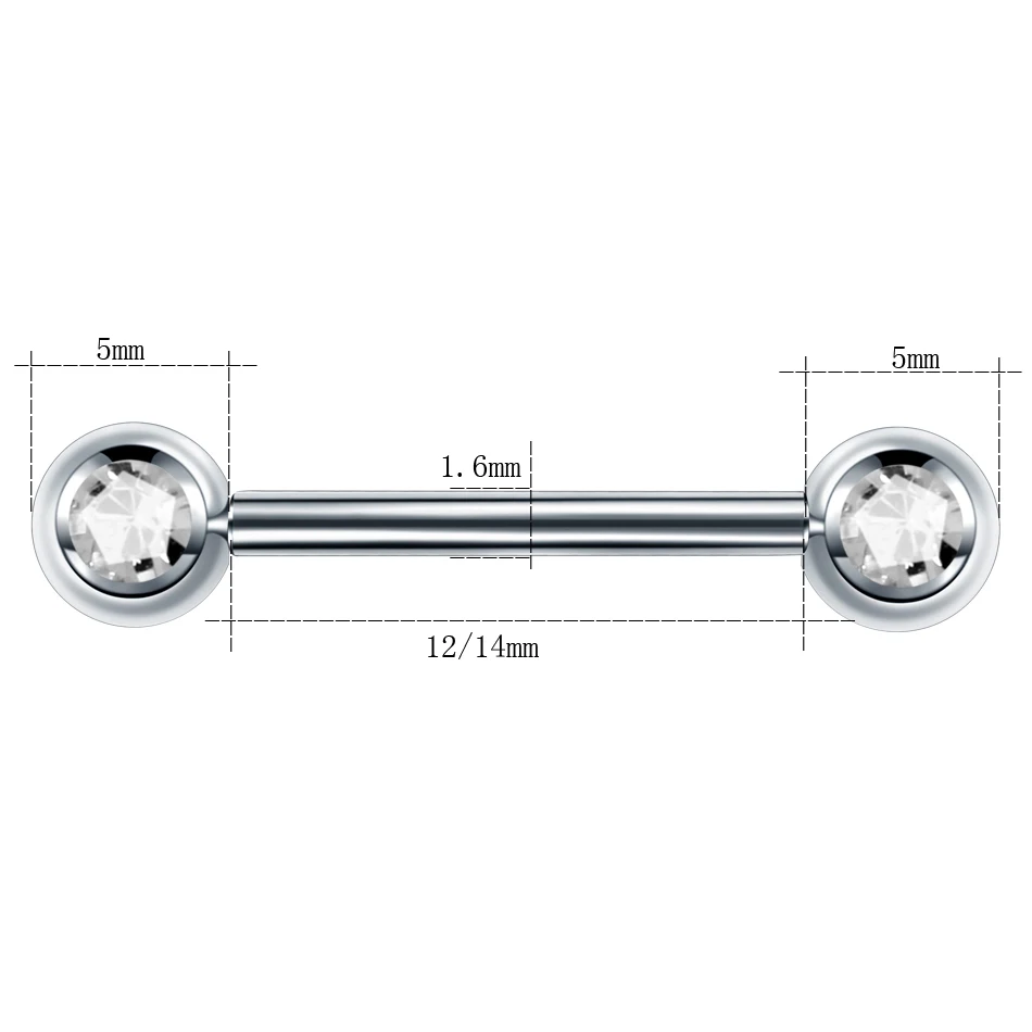 1 шт. G23 титановый кристалл драгоценный камень штанга для языка кольца пирсинг внутренняя нить ниппель серьга в виде стержня Пирсинг сексуальные украшения для тела 14 г