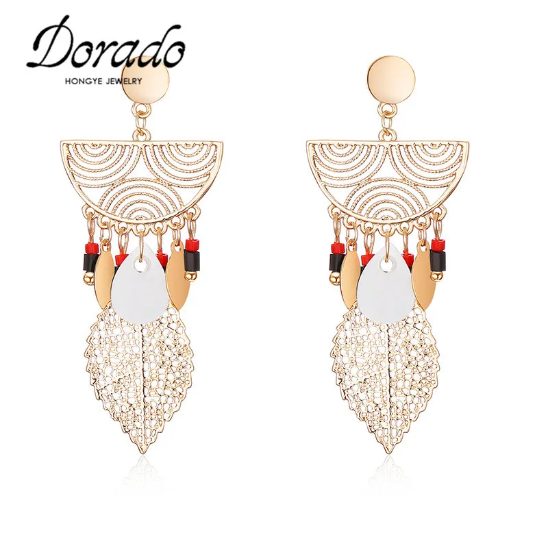

Hollow Leaf Long Drop Earrings For Women Gold Silver Color Copper Bohemia Ethnic Female Dangle Hanging Earring Ear Jewelry 2018