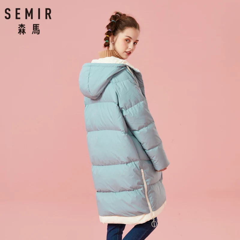 Cena SEMIR Women długa bluza z kapturem kurtka z kieszeniami zimowa wypełnienie ocieplana kurtka podszyta sznurkiem z kapturem ciepłe grube kurtki