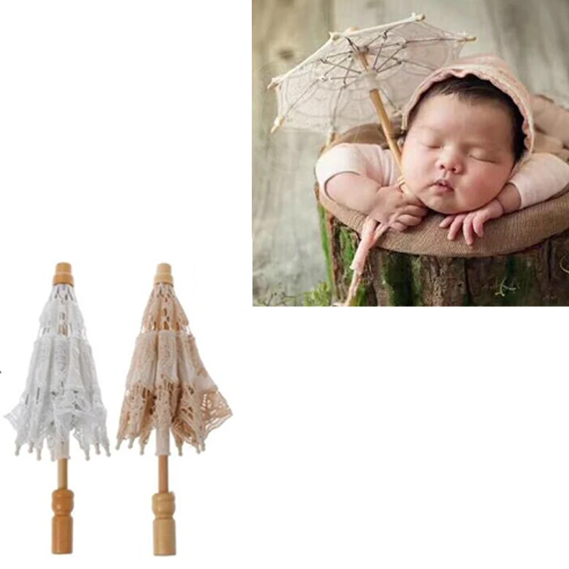 2018NewbornBabyPhotographyPropsWhiteLaceUmbrellaFotografia