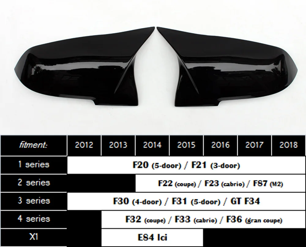 Замена Зеркальное покрытие из углеродного волокна Боковая дверь зеркало крышки для BMW F20 F22 F30 F31 F32 F33 F36 F10 F12 F13 F01 X1 E84 - Цвет: 1 to 4 Series Black