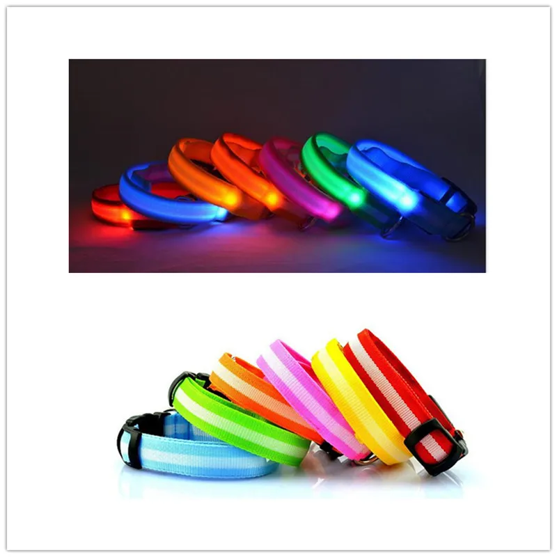 

PE08 USB Rechargeable Dogs LED Collars Nylon Pet Dog Collar Night Safety Glow Flashing Dog Cat Collar Led Luminous