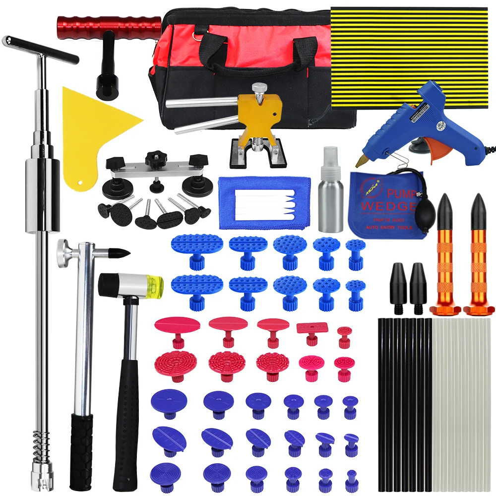 58× PDR Tools Paintless Dent Repair Lifter Puller Hammer Glue Gun Hail Removal