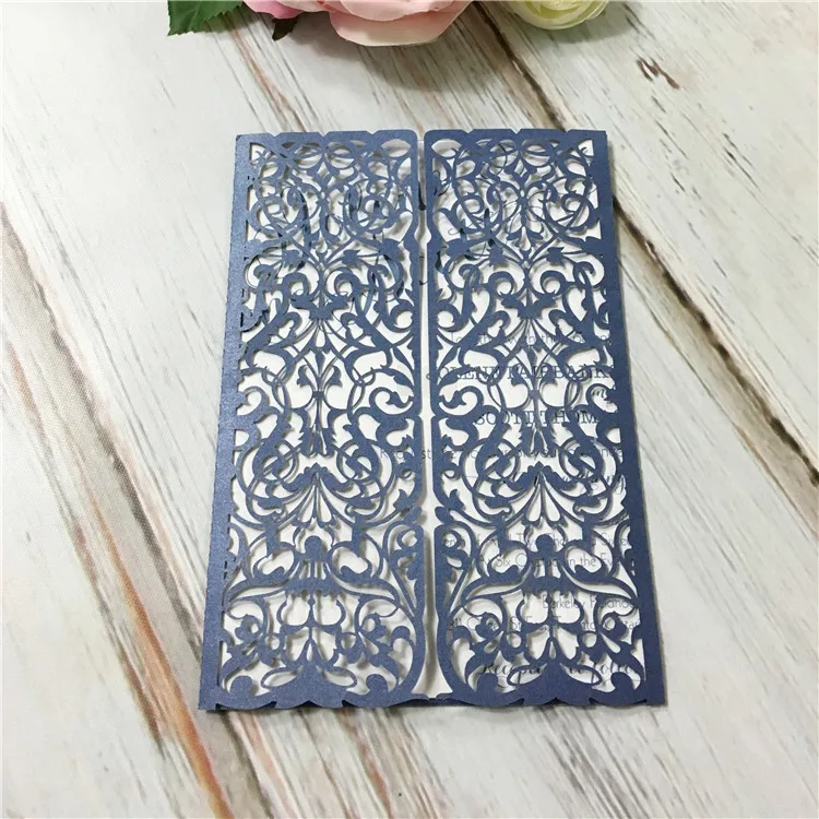 

Wedding decoration dark blue color laser cut wedding invitation card