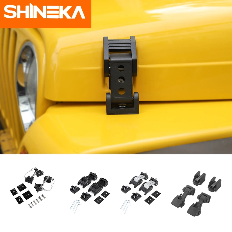 SHINEKA أقفال و الأجهزة ل جيب رانجلر TJ 1997-2006 الأسود سيارة محرك هود مزلاج Catch تغطية ل جيب رانجلر TJ اكسسوارات