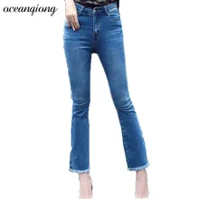 Для женщин зимние обтягивающие Брюки Джинсы для женщин Высокая Талия Джинсы для женщин осень г. джинсовые штаны женские светло-голубой теленок-длина Для женщин Джинсы для женщин Брюки для девочек