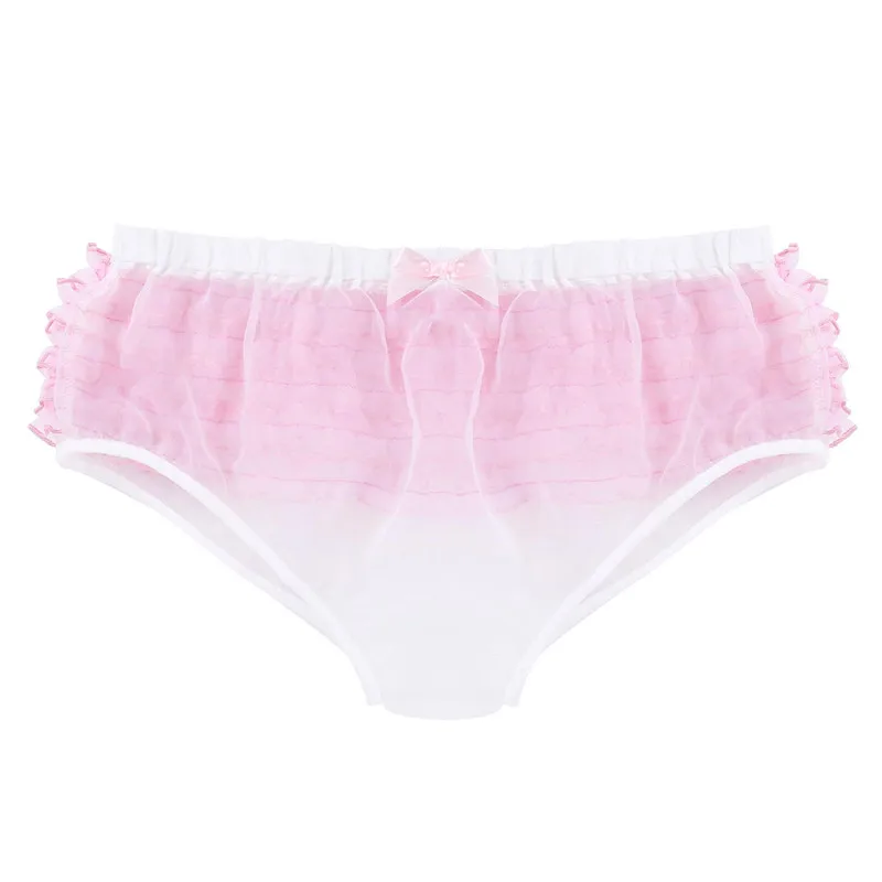 MSemis Мужское нижнее белье Sissy Frilly кружевные трусики с рюшами из органзы трусы