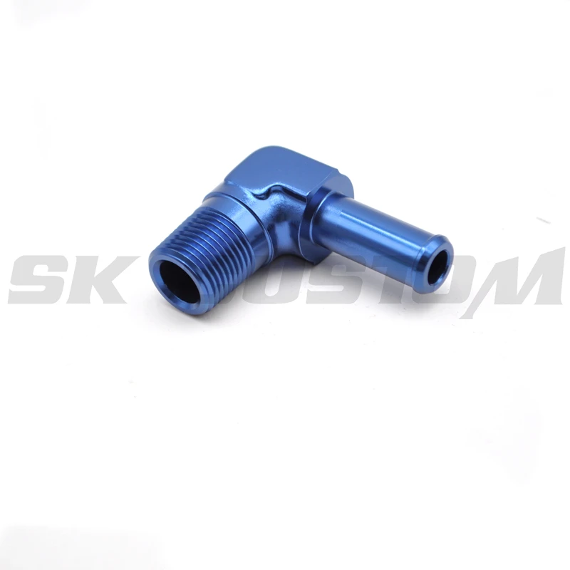 1//4 NPT Male to AN6 Barb 90 Degree Hose Fitting Adapters Aluminum 1//4 inch NPT Thread to 6 AN Hose Fuel Line Connector Blue Anodized