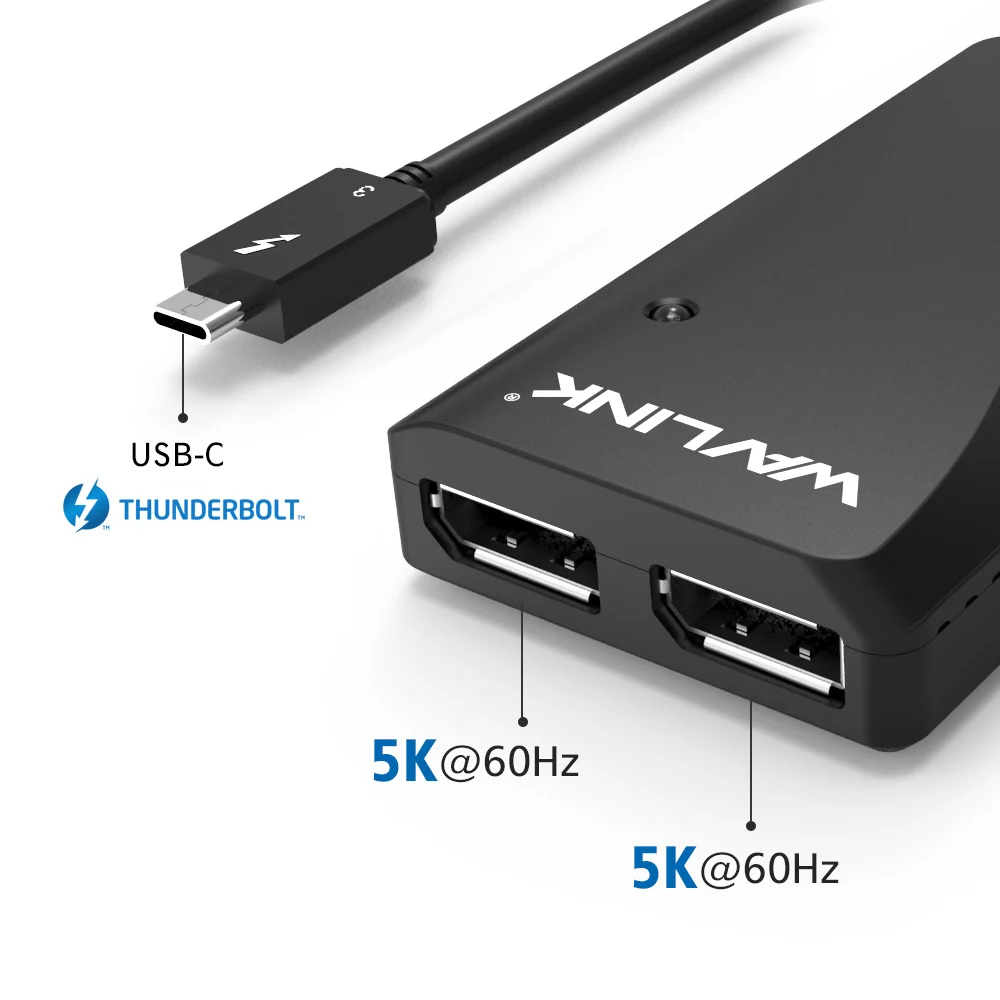 Thunderbolt 3 Adapter USB C Type C HUB DP Dual Displayport Display Adapter Video Converter 4K@60Hz or 5K@60Hz DisplayMac&Window 