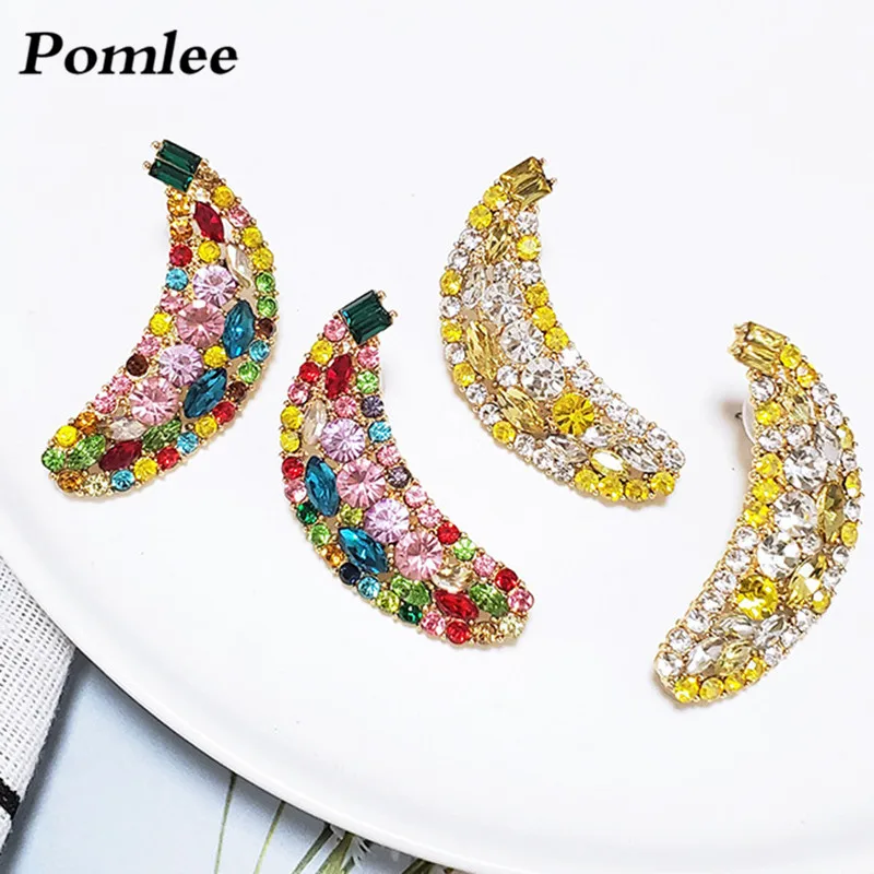 

Pomlee Bohemian Banana Drop Earrings 2019 Unique Design Fruit Jewelry Korean Glass Wedding Earring Wholesale High Quality Hot