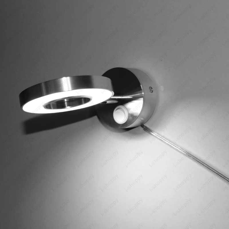 4 Вт светодиодный бра подсветка для фотографий приспособление прикроватный светильник с возможностью регулировки угла освещения на кнопку включения/выключения питания+ вилка SMD 5730 в серебряном корпусе