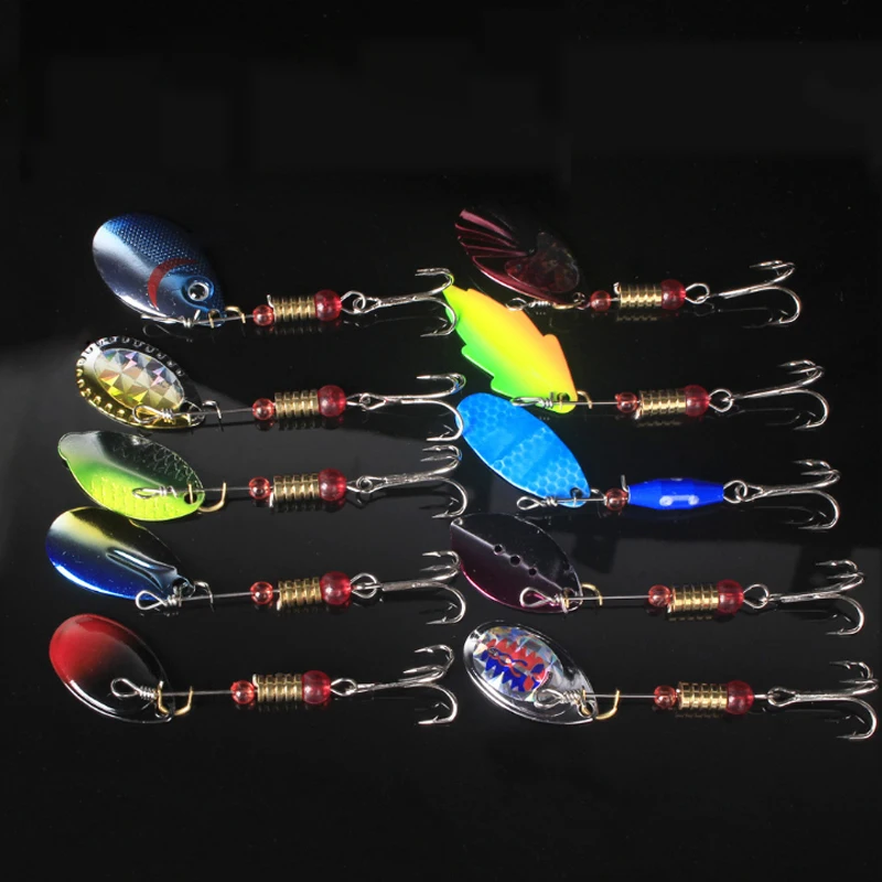 

10/lot Fishing Lure Hook Spinner Spoon Lures Rotating Metal Sequins Bait Hooks Peche Jig Anzuelos De Pesca
