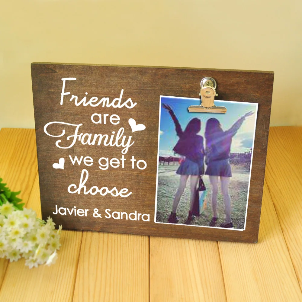

Personalized Photo Frame, Wood Frame, Custom Picture Frame, Photo Board with Clip Display, Picture with Clip, Best Friend Gifts