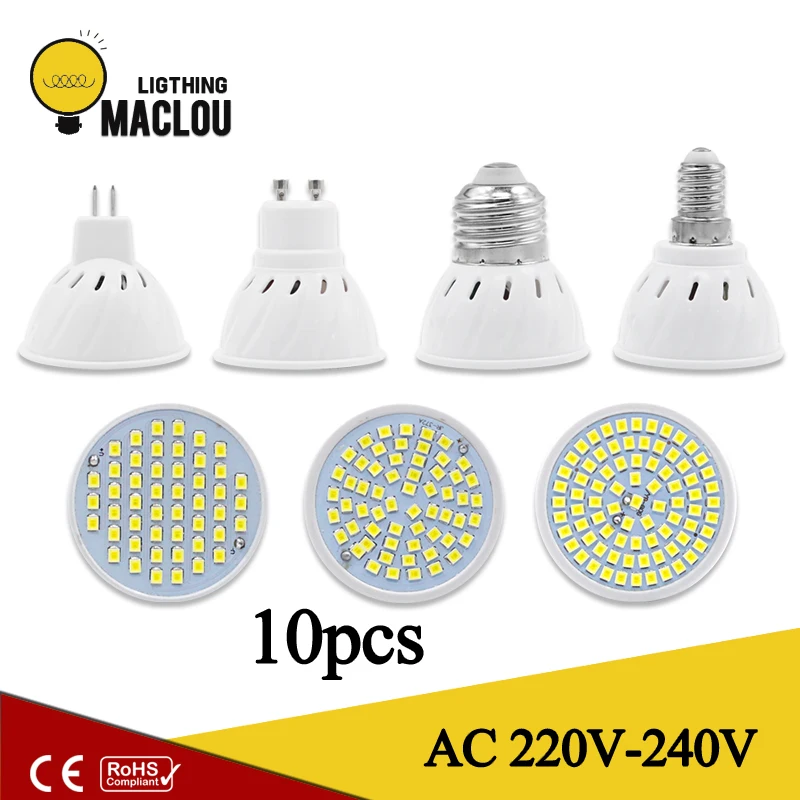 10 unids/lote lámpara Led E27 E14 GU10 MR16 bombilla Led 220 V de alta brillante Bombillas Lampada LED SMD2835 48 60 80 LED lámpara para proyector 10 unids/lote lámpara Led E27 E14 GU10 MR16 bombilla Led 220 V de alta brillante Bombillas Lampada LED SMD2835 48 60 80 LED lámpara para proyector