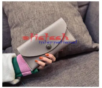

by dhl or ems 200pcs Pure Color Button Wallets New European and American Fashion Purse Casual Long Pu Leather Wallets