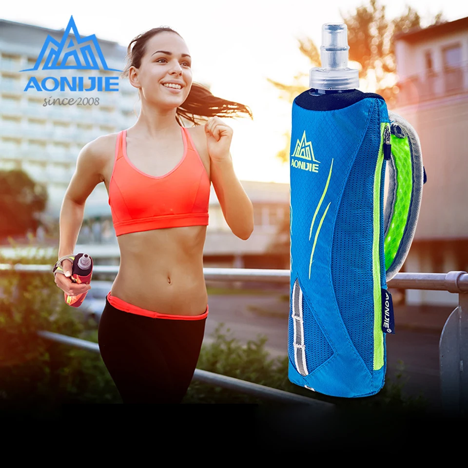 

AONIJIE Waterpoof Hand-held Sport Kettle Pack Outdoor Marathon Running Phone Bag with 500ml Soft Bottle Plastic Water Bag