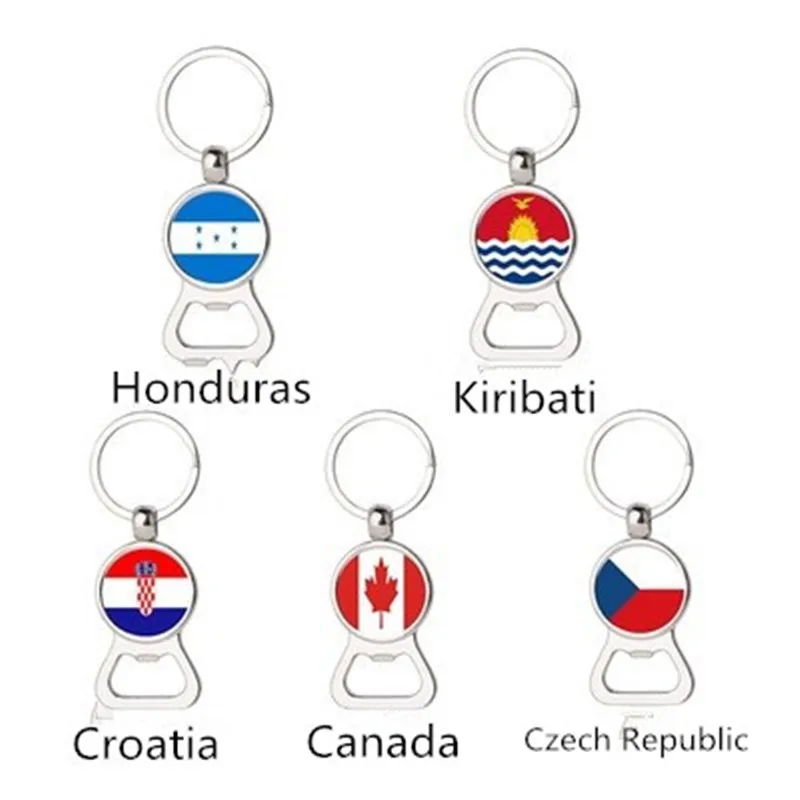 

Hot Creative Honduras Kiribati Canada Czech Croatian Flag Time Gem Multifunction Keychain Metal Beer Opener Accessories