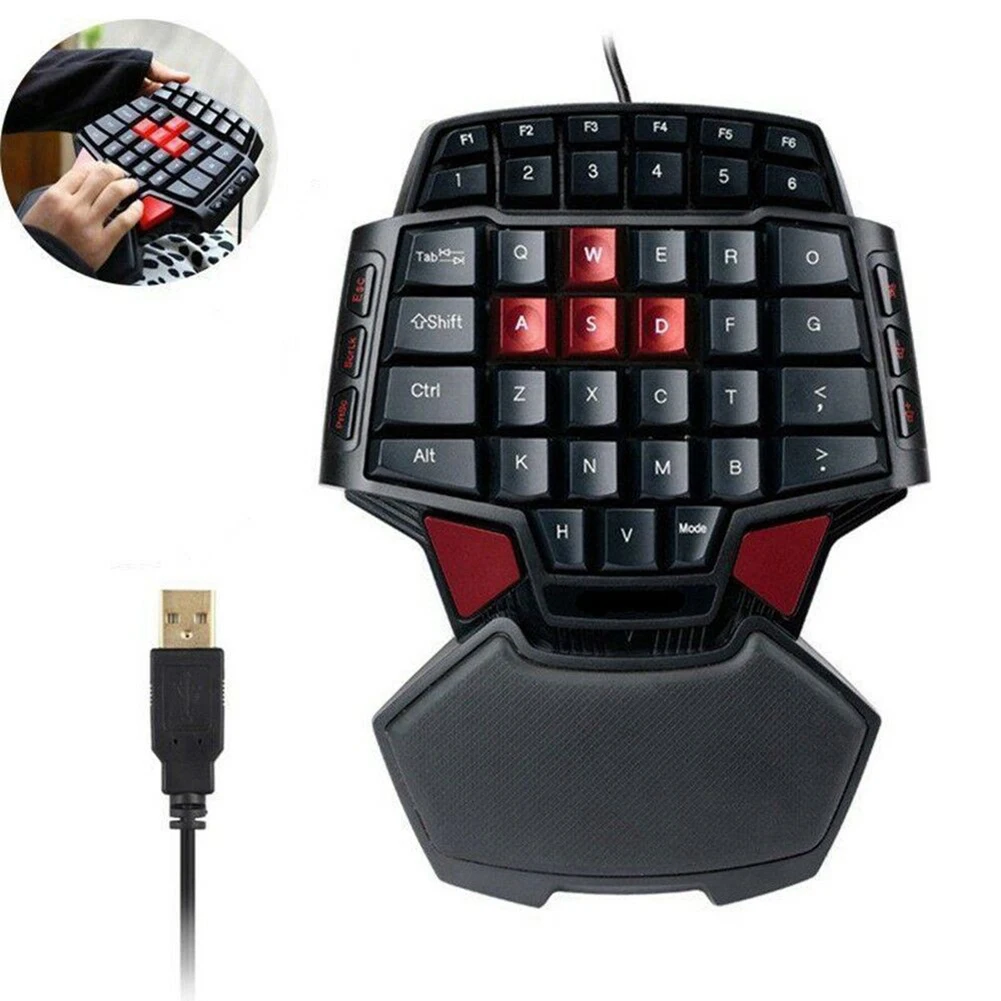 

USB Wired Mini Single Hand Portable Gaming Keyboard Colorful Double Space Key Professional Accessories LED Backlit PC For LOL