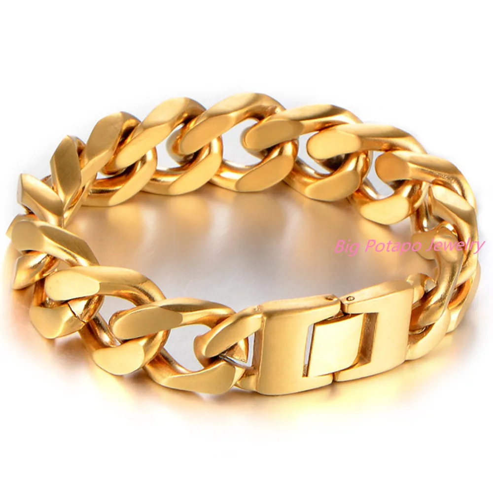 New Men font b Bracelet b font font b Gold b font Stainless Steel font b