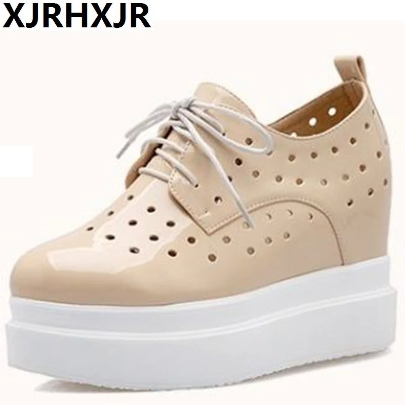 Туфли XJRHXJR женские на платформе оксфорды лакированная кожа плоская подошва