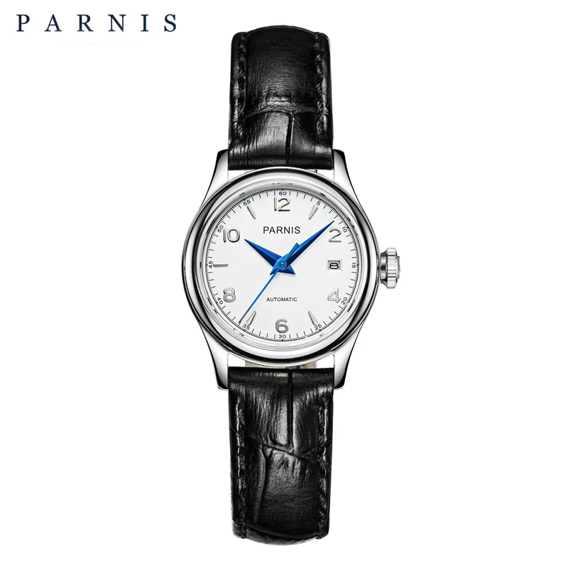 Часы Parnis механические Женские браслеты люксовый бренд 27 мм Сапфировая кожа золотые часы для женщин наручные часы для женщин PA2113 - Цвет: black white dial