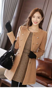Новинка, корейский стиль, модное женское зимнее пальто со съемными воротниками, средней длины, однотонная ткань, пальто, элегантное женское теплое пальто G1663 - Цвет: camel color