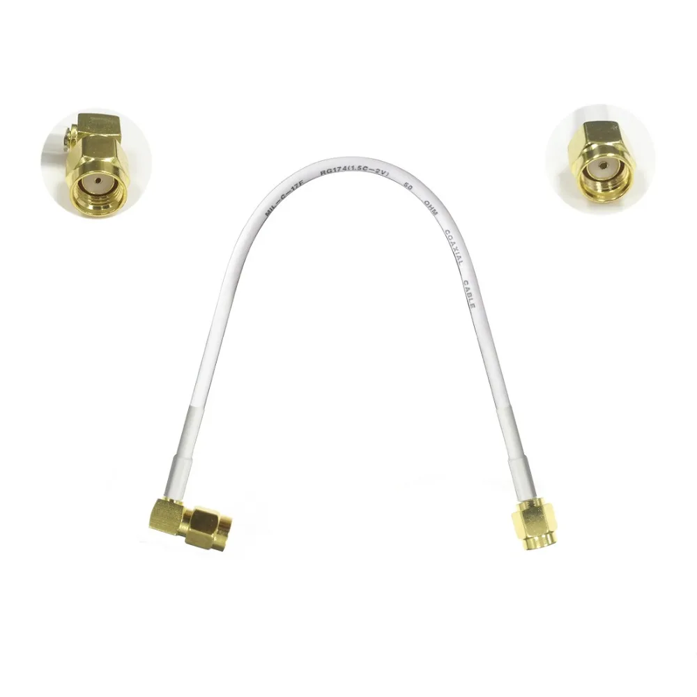 NEW 1PC RP-SMA Male right angle plug to RP-SMA Male 15cm 30cm 50cm low loss high quality for wifi antenna anti-corrosive