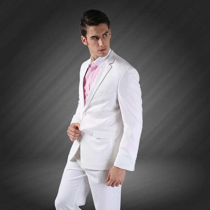 2 предмета(пиджак+ брюки), однобортный смокинг, свадебные, черные, белые, мужские костюмы, брендовые, модные, Нарядные Костюмы Y1