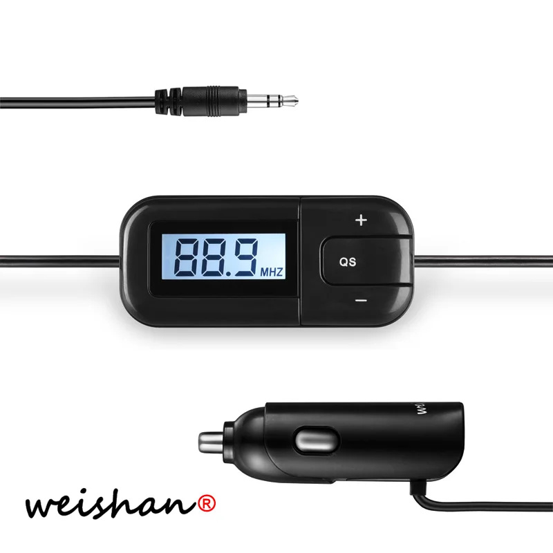 Настоящий автомобильный fm модулятор WEISHAN 12 в 24 передатчик 3 5 мм стерео телефон mp3