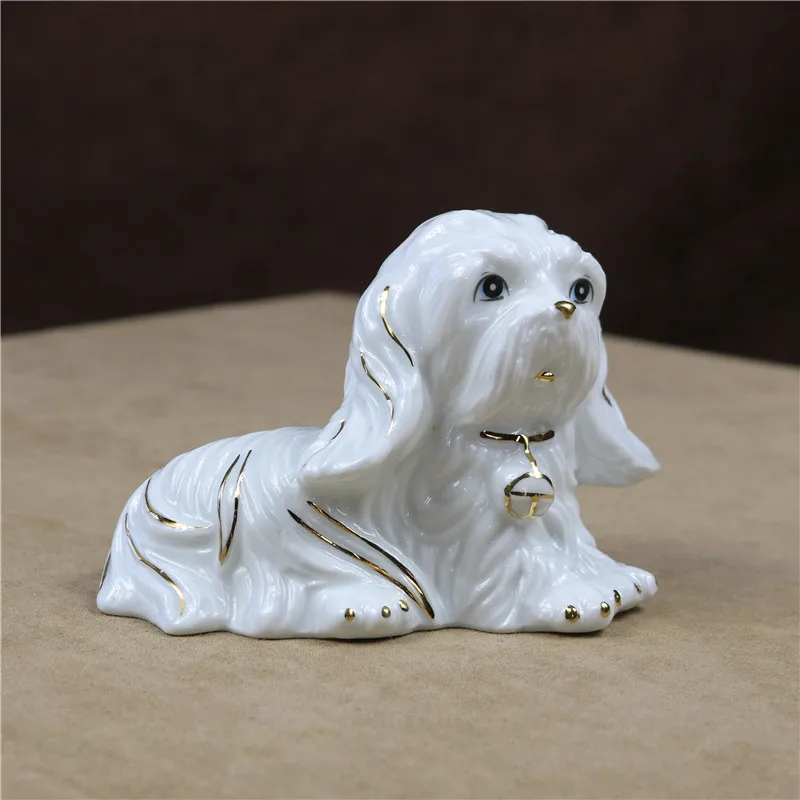 Керамическая миниатюрная фарфоровая собачья фигурка Shih Tzu собачки лапши