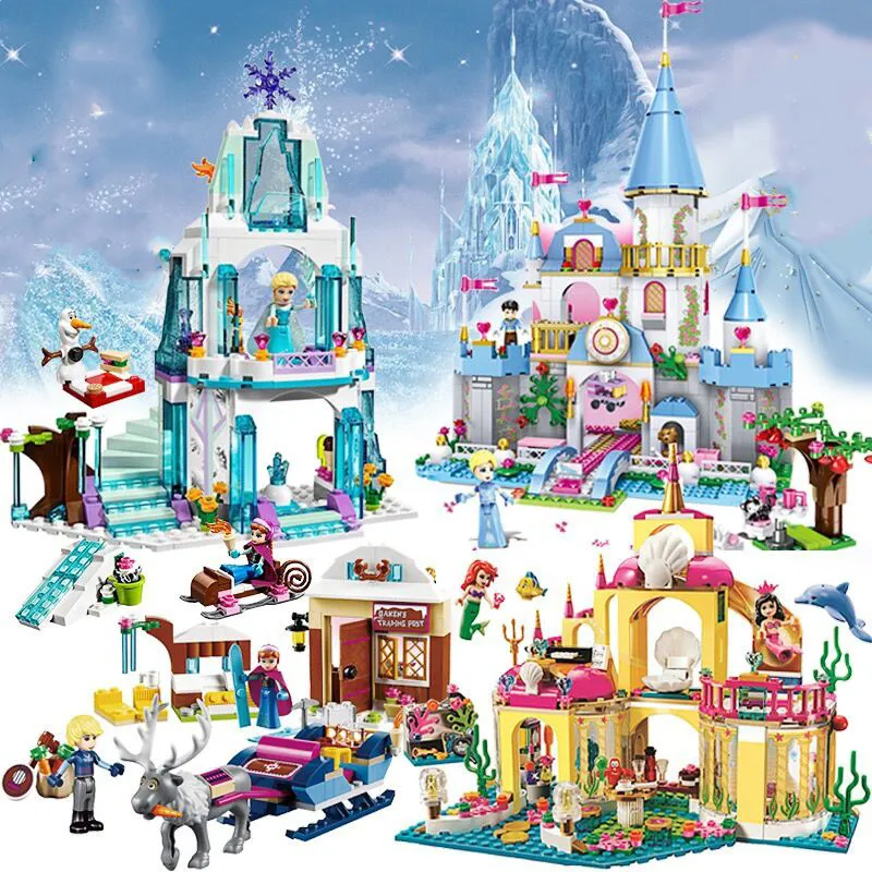 

Princess Serie Elsa Magical Ice Castle Set Educational Building Block Bricks Toy for kids Compatible legoe Friends Cheap Blocks