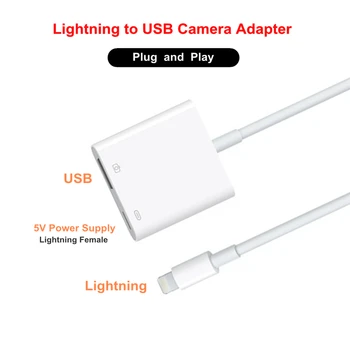 

8Pin Lighting for Lightning to USB 3 Camera Adapter Cable OTG Data Sync External Keyboard Connector Cable for iPhone X 8 6S iPad