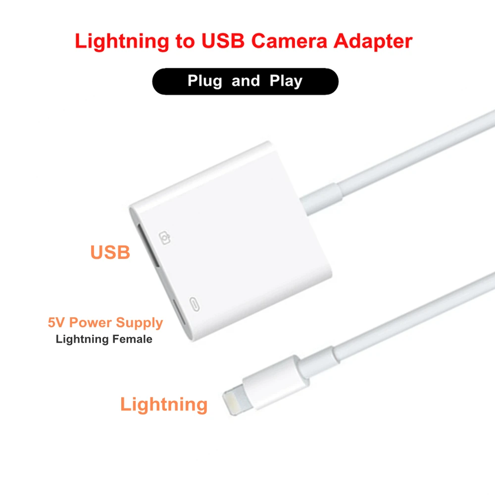  USB Port Female Adapter Cable With 8Pin Lighting for Lightning to USB 3 Camera Adapter Cable OTG Da