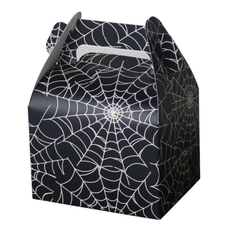 

10pcs/set Hot sale cool black Spider web candy box craft Baby Shower Favor Box Paper Gift Candy Box Birthday party Supplies