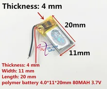 Liter energie batterie Bluetooth headset 401120 401020 401220 80 mAh mini smart Armband wiederaufladbare 3,7 V polymer lithium-batterie