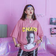 Жасмин улица BF характер стереоскопический характер печати Свободные большой код средней длины пятый футболка