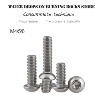 

Free shipping 304 stainless steel round head screw M4 M5 M6 screws bolt hex socket High quality Product strength 4.8