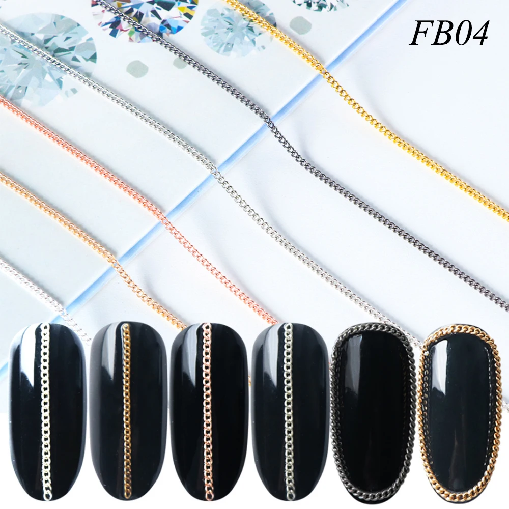 6pc Mixed Metal Chains Nail Art Decoration