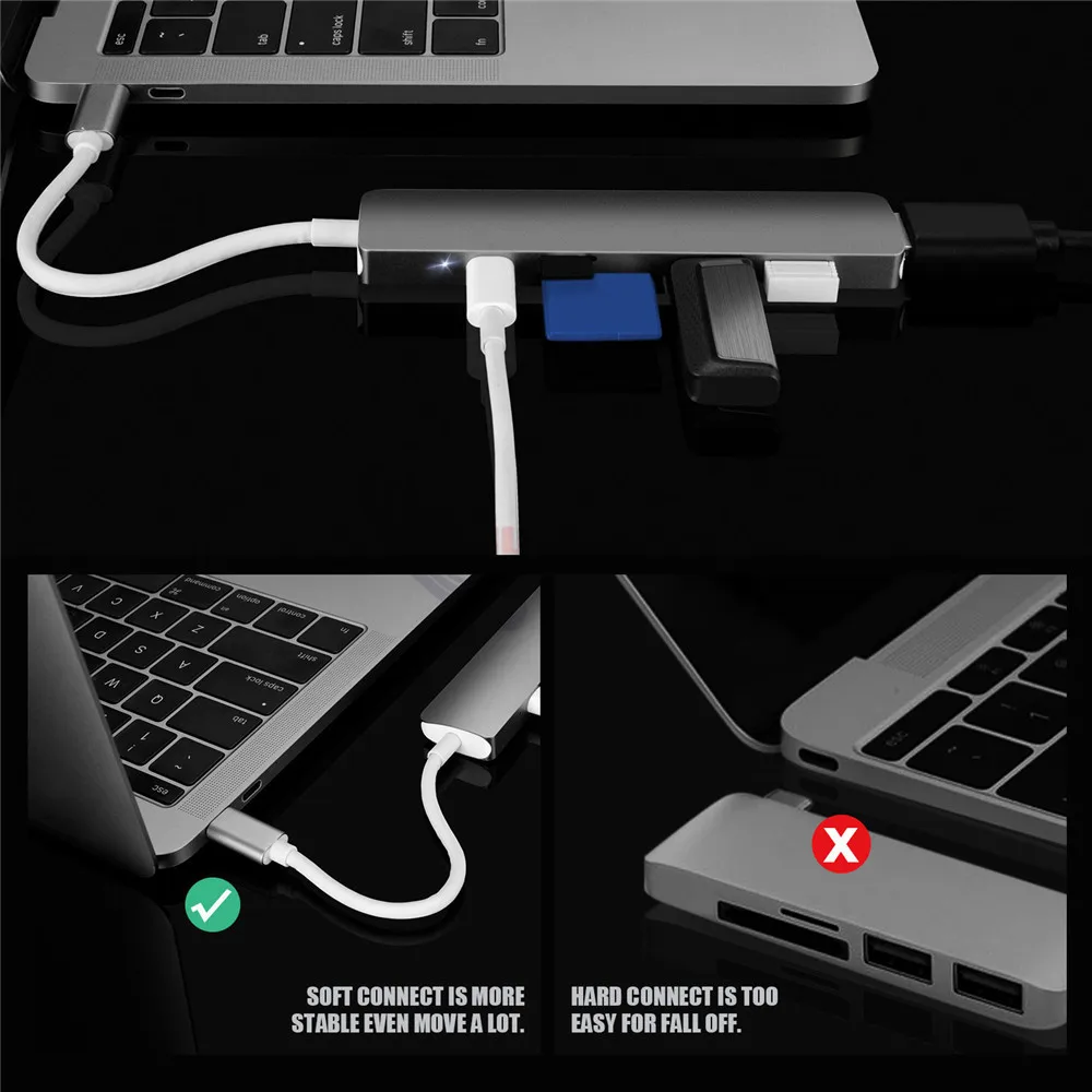 Usb type C концентратор Thunderbolt 3 адаптер USB-C HDMI 4 K PD USB 3,0 Micro SD TF карта для MacBook Pro samsung S9 huawei mate 20 P20