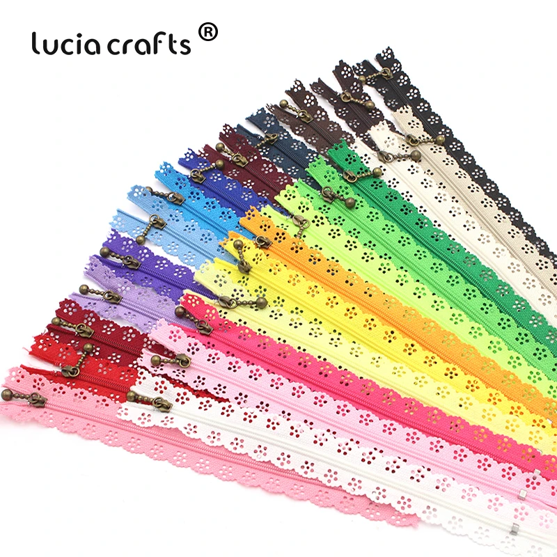 Lucia crafts 10 шт 40 см случайные; смешанные; нейлоновые кружева ткань тяговое кольцо молнии DIY ручной пошив сумки аксессуары для одежды J0403