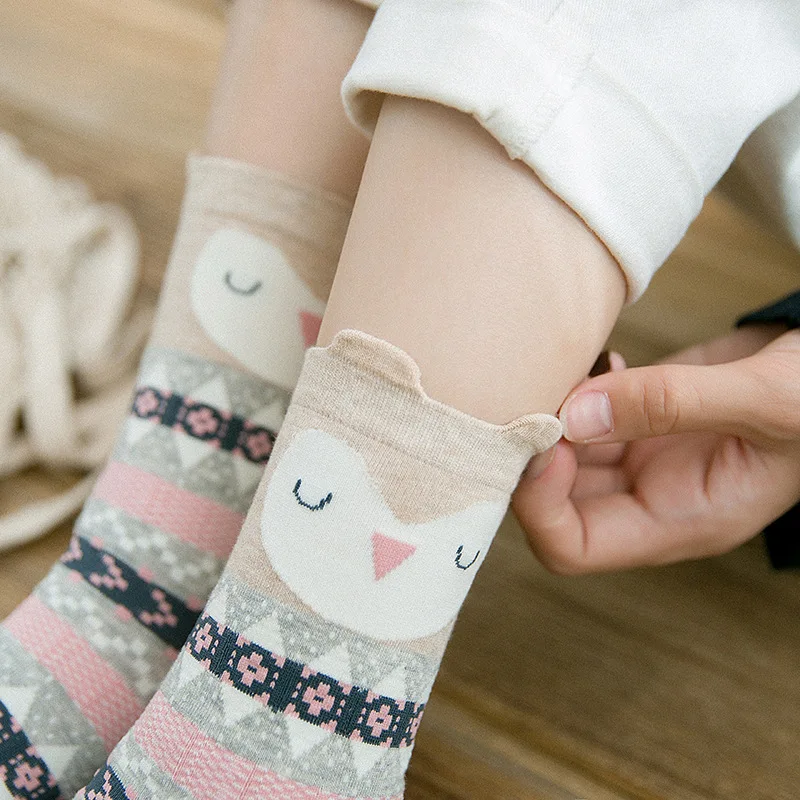 Зимние новые женские одноцветные носки удобные милые японские Носки с рисунком из перьев женские хлопковые носки без пятки