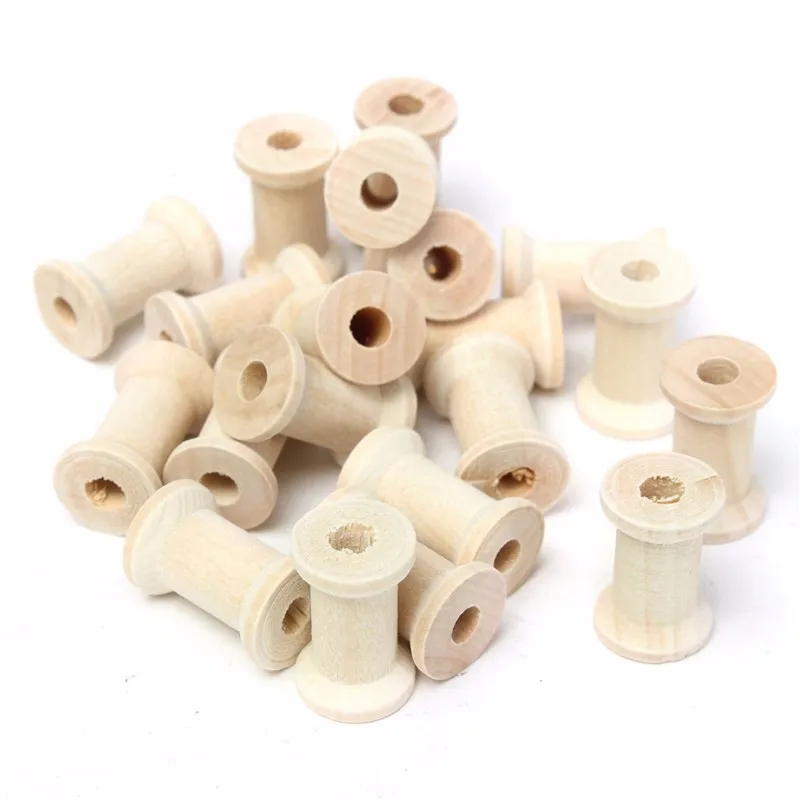 

Practical 20Pcs Simple Style Wooden Bobbins Spools Reels Organizer For Sewing Ribbons Twine Wood Crafts Tools NEW