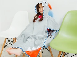 캐릭터 그레이 몬스터 및 브라운 올빼미 아기 판초, 후드, 어린이 후드 목욕 타월, 어린이 비치 의류, 2 가지 색상