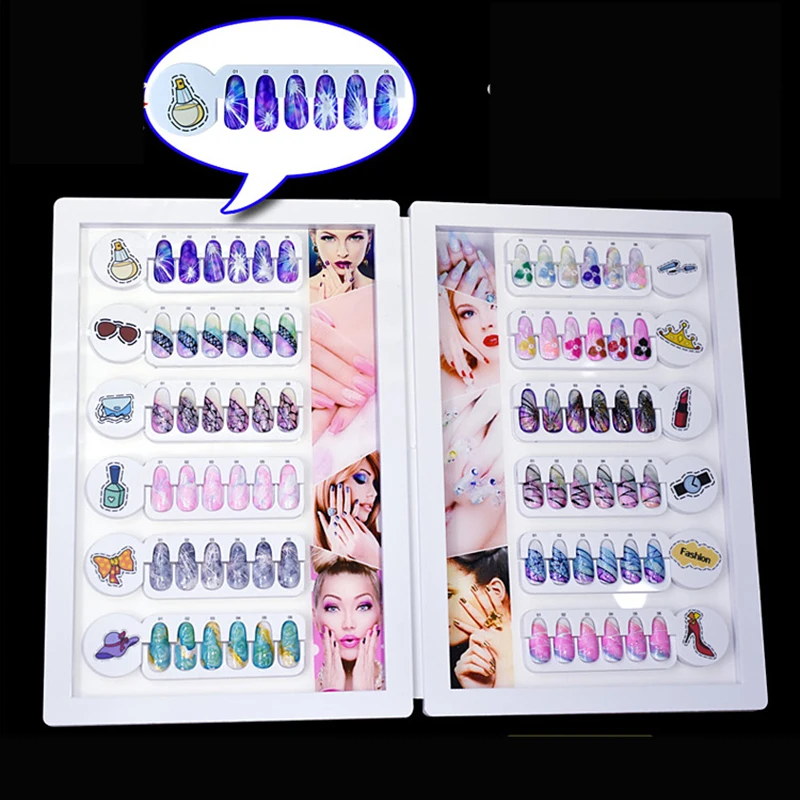 

Professional Acrylic 72/80 Colors Nails Display Card Book Chart With Free False Nail Gel Polish Manicure Nail Art Tips Display