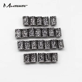 

Meetcute 24Pcs/Set 1.3cm Metal Viking Runes Beads Charms For Beards Hair Jewelry Making Diy Pendants For Needlework