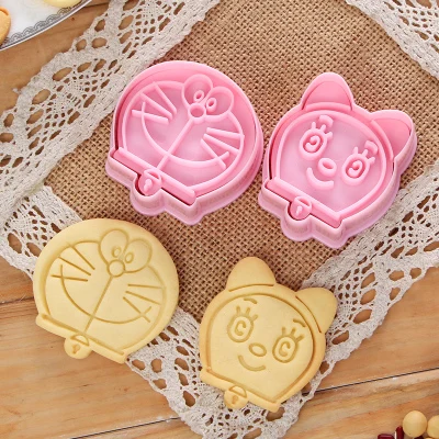 

2pcs/set 3D Doraemon Cake Cookie Mold Cutter Fondant Baking Tool Biscuit Pretty Cartoon Shape Biscuit Mould Baking Tools