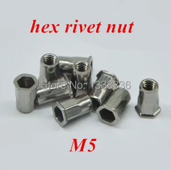 

50pcs M5 Flat Hex Rivet Nut Rivnut Insert Nutsert Countersunk Head column Nut SUS304 stainless steel